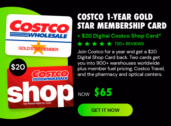Costco 1-Year Gold Star Membership + $20 Digital Costco Shop Card