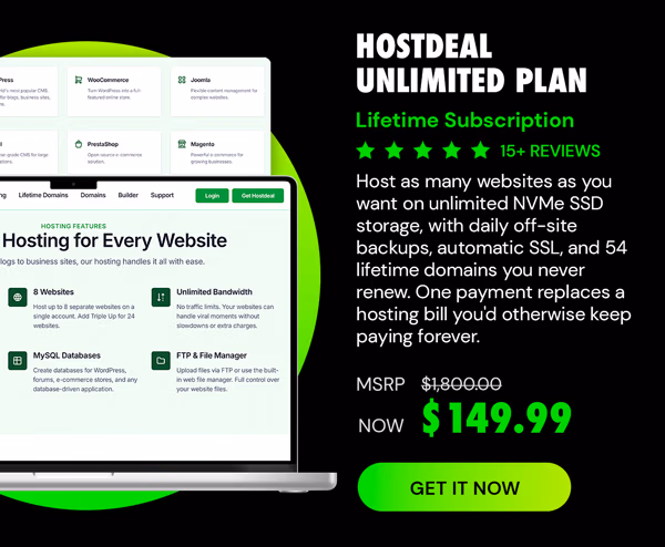 Hostdeal Unlimited Plan: Lifetime Subscription