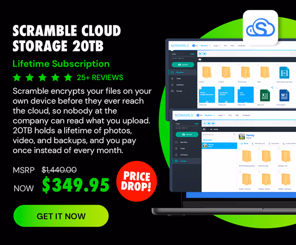 Scramble Cloud Storage Lifetime Subscription (20TB)