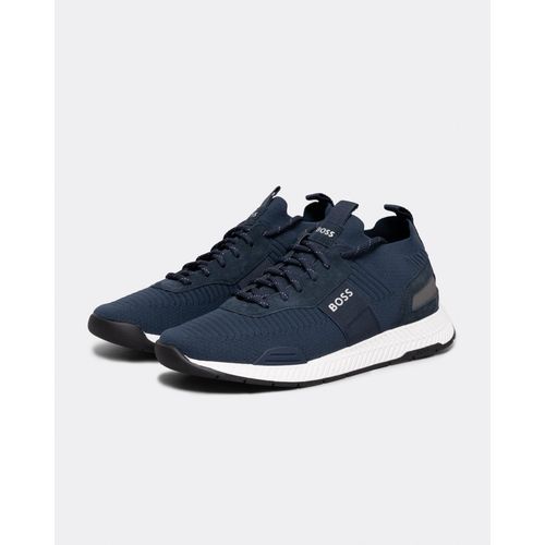 BOSS Orange Titanium_Runn Mens Structured-Knit Sock Trainers With Branding NOS - Dark Blue 401