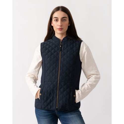 Joules Minx Womens Diamond Quilt Gilet - Dark Navy
