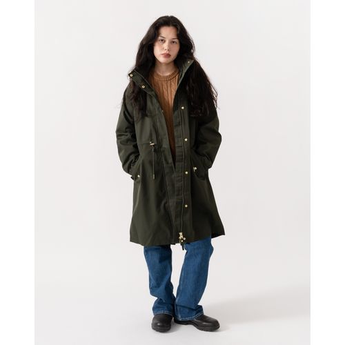 Joules Stormwell Womens Hooded Longline Raincoat - Green
