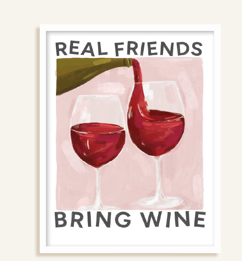 BRING WINE FRAMED PRINT