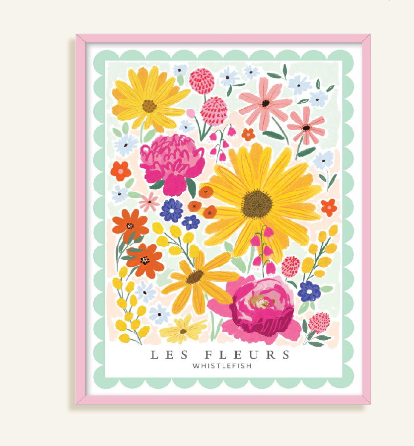 LES ROSE FLEURS FRAMED PRINT