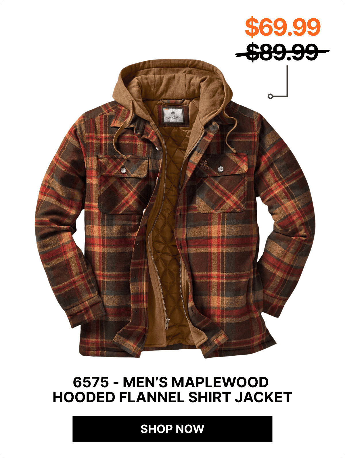 Men's Maplewood Hooded Flannel Shirt Jacket
