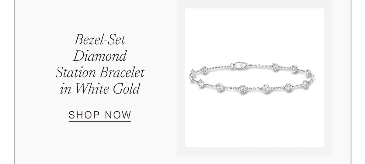 Bezel-Set Diamond Station Bracelet in White Gold | SHOP NOW