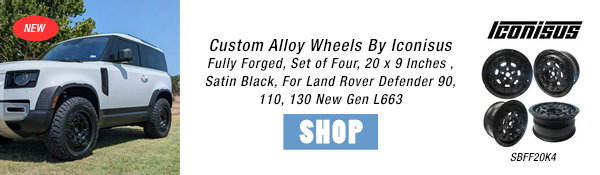 NEW Custom Alloy Wheels, Fully Forged, Set of Four, 20 x 9 Inches By Iconisus, Satin Black, For Land Rover Defender 90, 110, 130 New Gen L663 at Roverparts.com