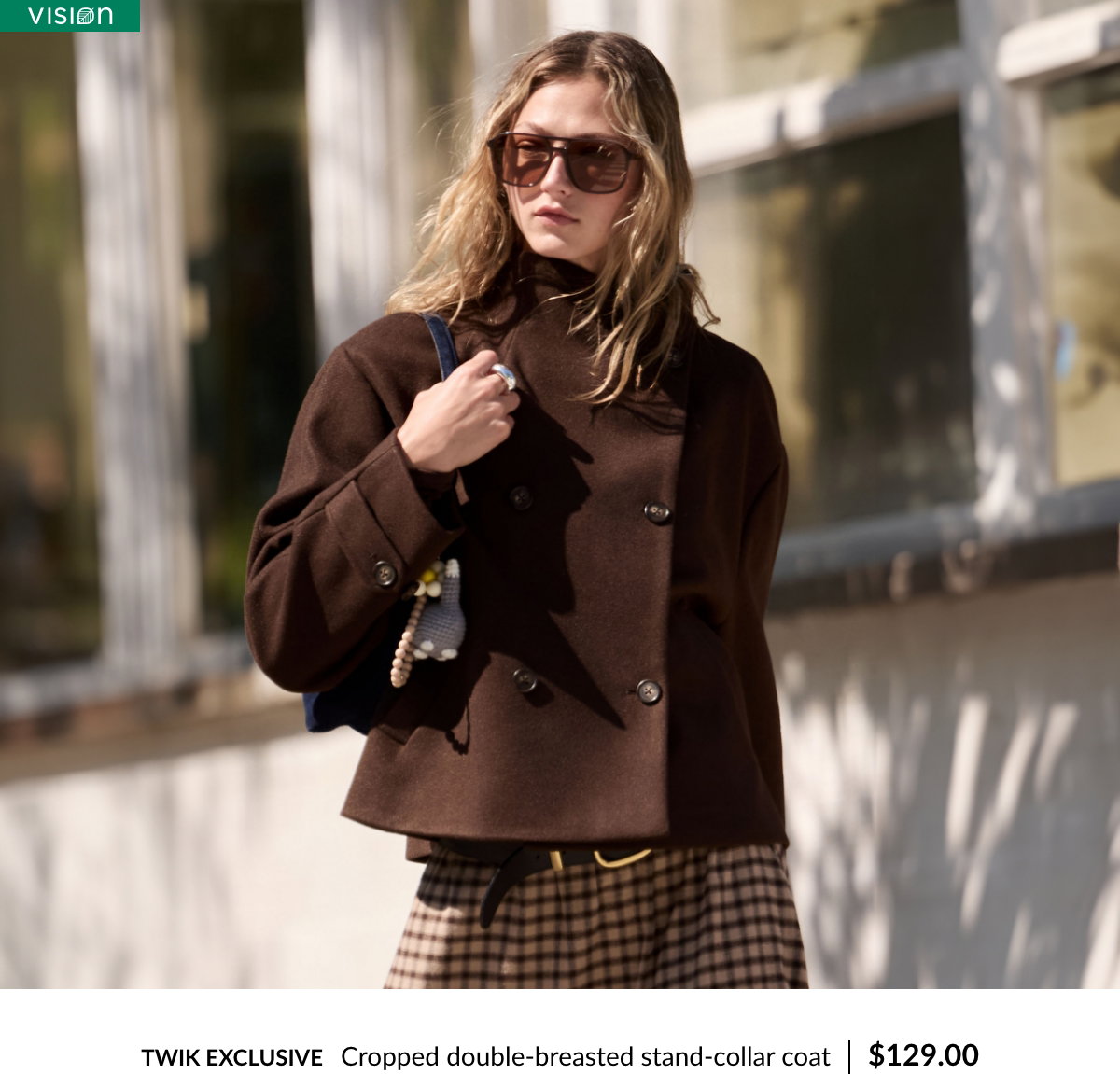 Vision Twik Exclusive Cropped double-breasted stand-collar coat at 129 $	