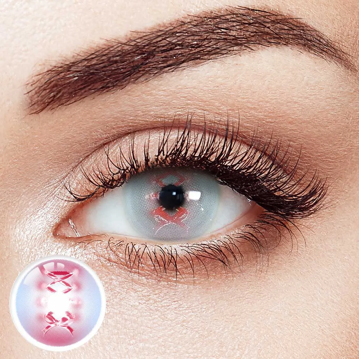 Psycho Lace Pink Costume Yearly Contact Lenses | 2 Pcs