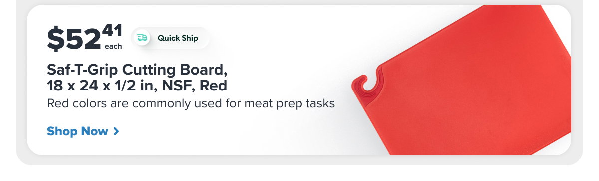 San Jamar CBG182412RD Saf-T-Grip Cutting Board, 18 x 24 x 1/2 in, NSF, Red