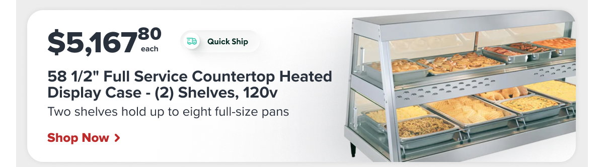 Hatco GRHD-4PD 58 1/2" Full Service Countertop Heated Display Case - (2) Shelves, 120v