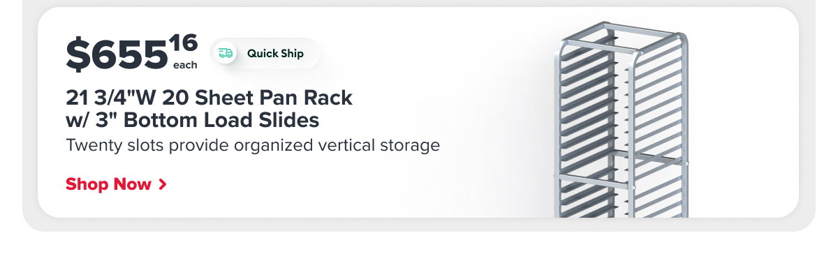 Winco AWRK-20HBK 21 3/4"W 20 Sheet Pan Rack w/ 3" Bottom Load Slides