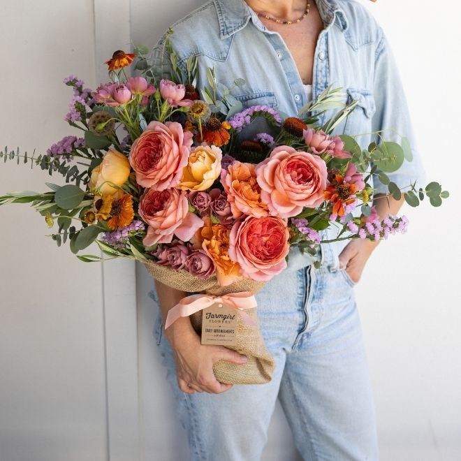 Garden rose bouquet from Farmgirl Flowers.
