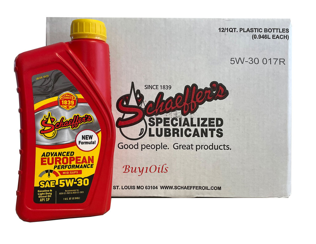 Schaeffer 8008-012 European Performance Mid SAPS Engine Oil 5W-30 - 12 Quart Case 