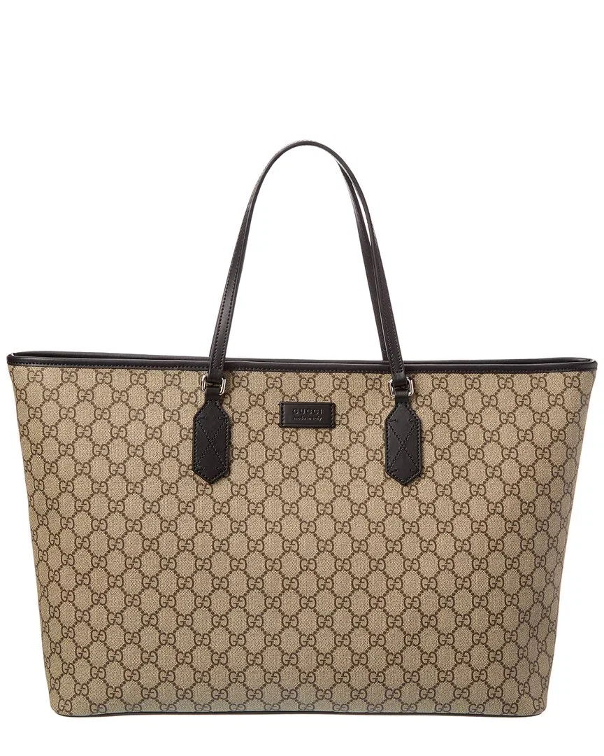 Image of Gucci Gg Supreme Canvas & Leather Tote