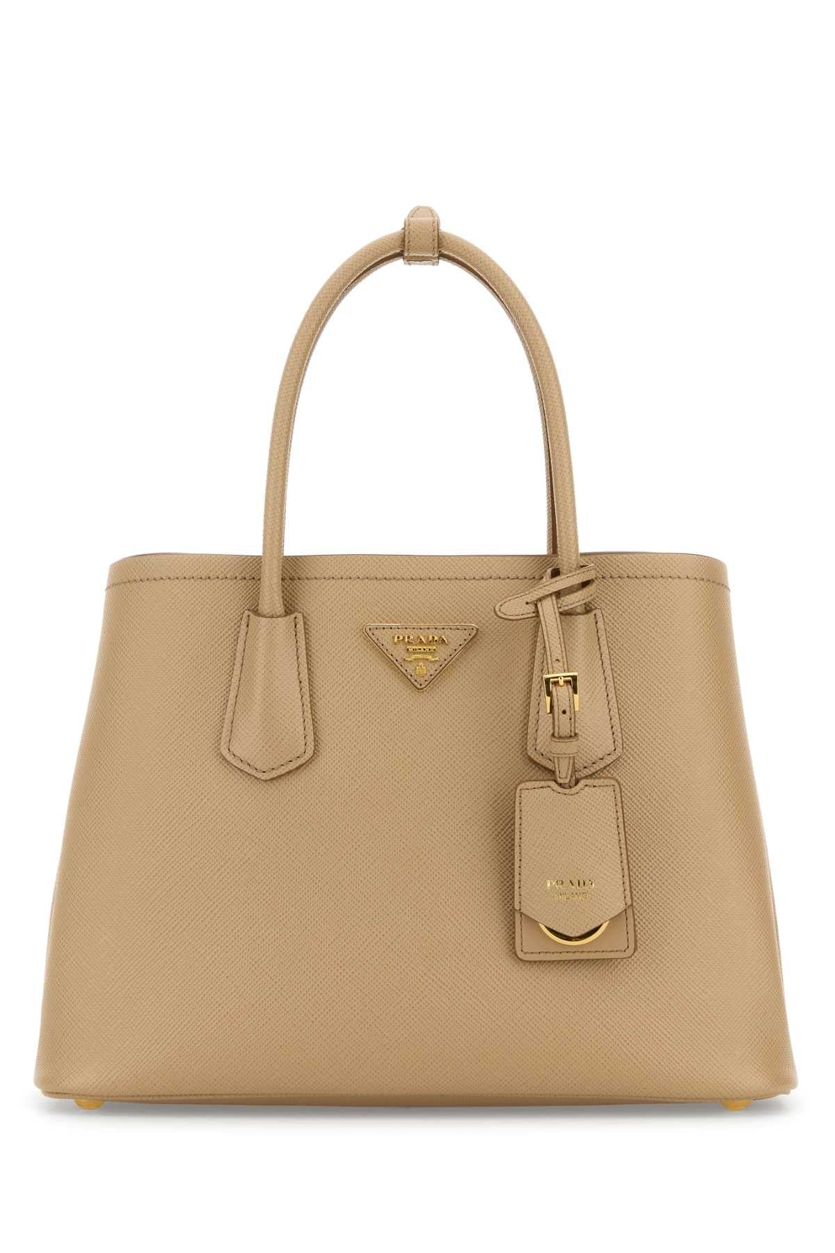 Image of Prada Sand Leather Double Handbag