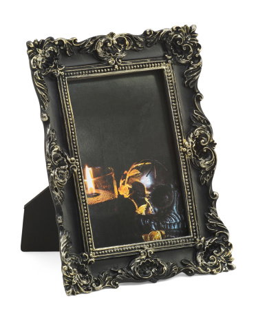 4x6 Ornate Chunky Tabletop Picture Frame | Matte Black Gold | Metal