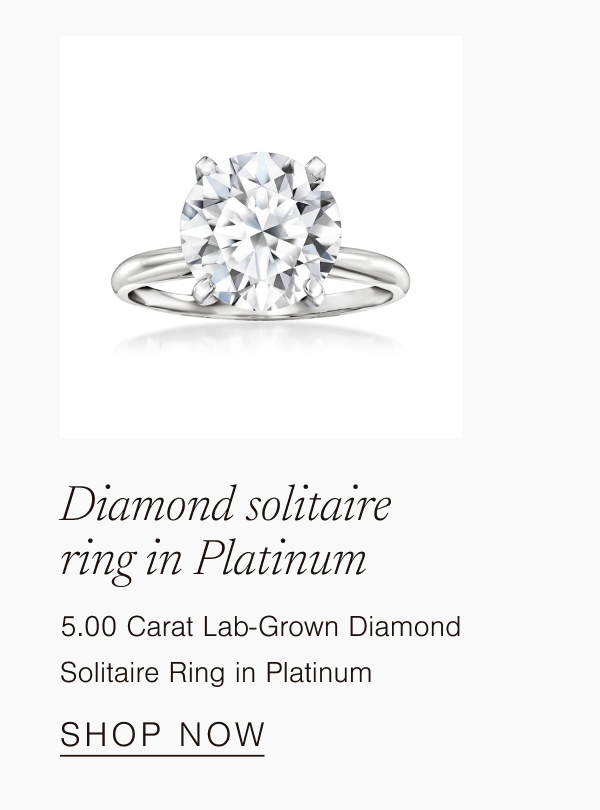 Diamond solitaire ring in Platinum | 5.00 Carat Lab-Grown Diamond Solitaire ring in platinum | SHOP NOW
