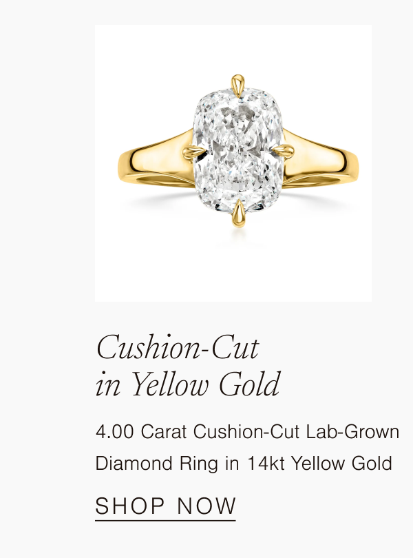 Cushion-Cut in Yellow Gold | 4.00 Carat Cushion-Cut Lab-Grown Diamond Ring in 14kt Yellow Gold