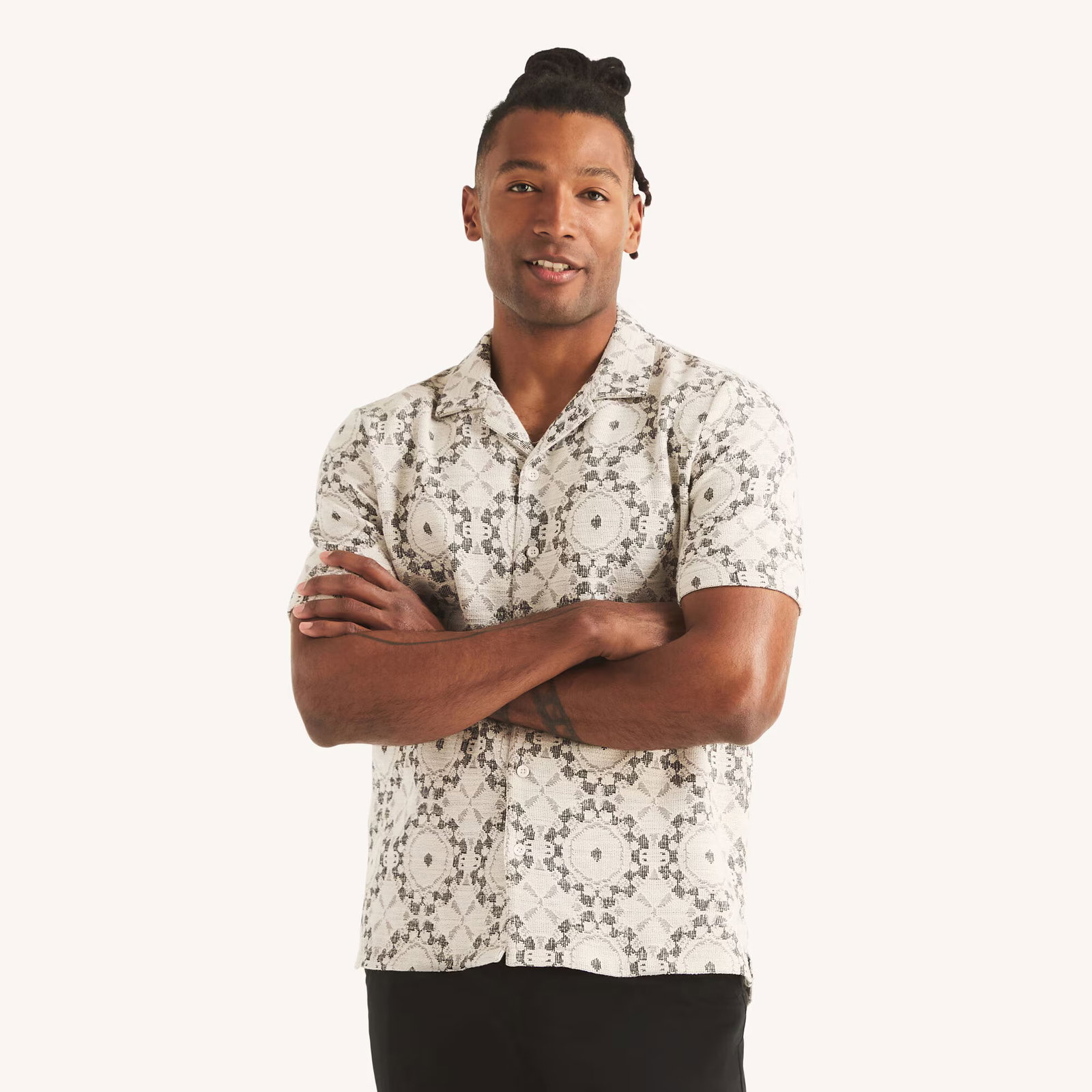 Image of Printed Button-Front Polo