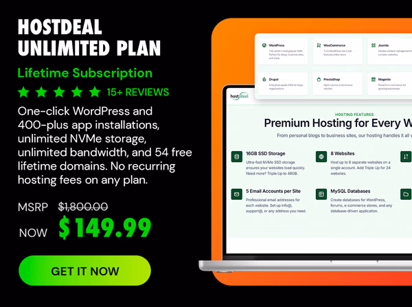 Hostdeal Unlimited Plan: Lifetime Subscription