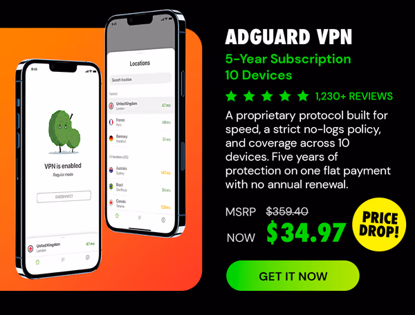 AdGuard VPN: 5-Yr Subscription