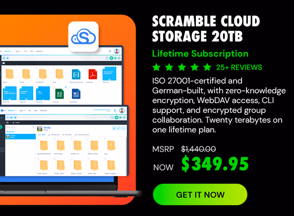 Scramble Cloud Storage Lifetime Subscription (20TB)
