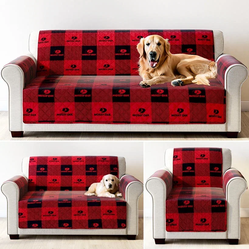 Image of Mossy Oak Red Buffalo Logo Quilted Furniture Cover Chair, Loveseat, Sofa