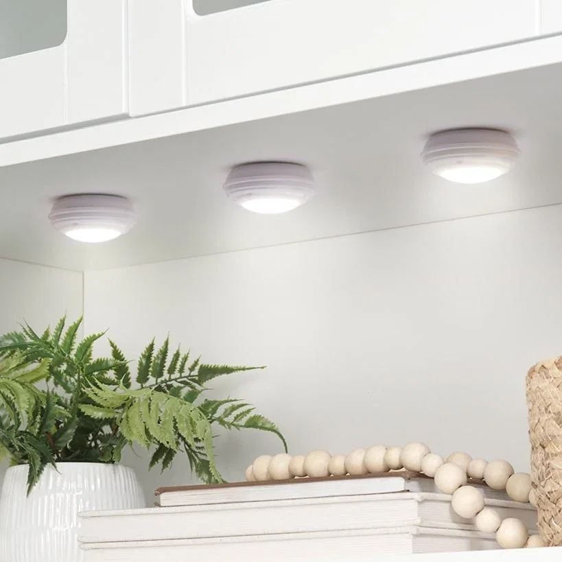 Image of Wireless LED Color-Changing Puck Lights With Remote Set of 3
