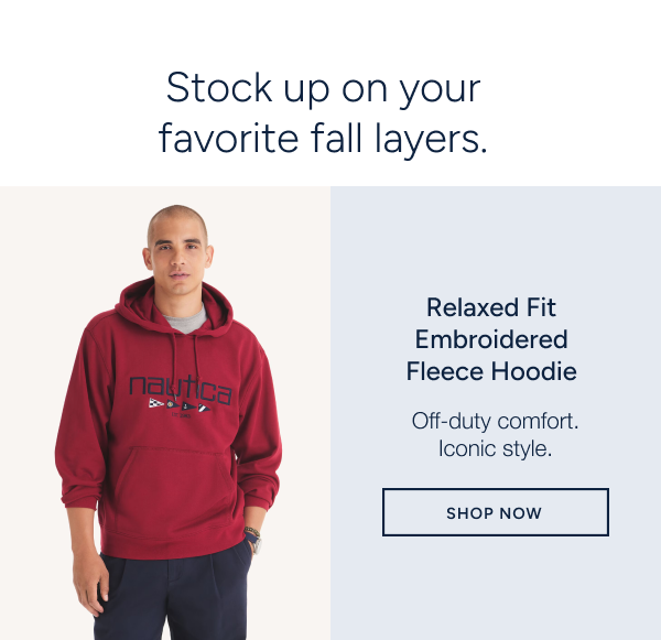 Shop relaxed fit embroidered fleece hoodie