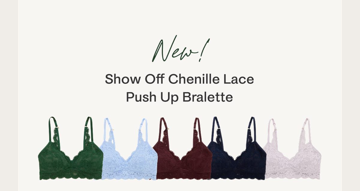 New! Show Off Chenille Lace Push Up Bralette