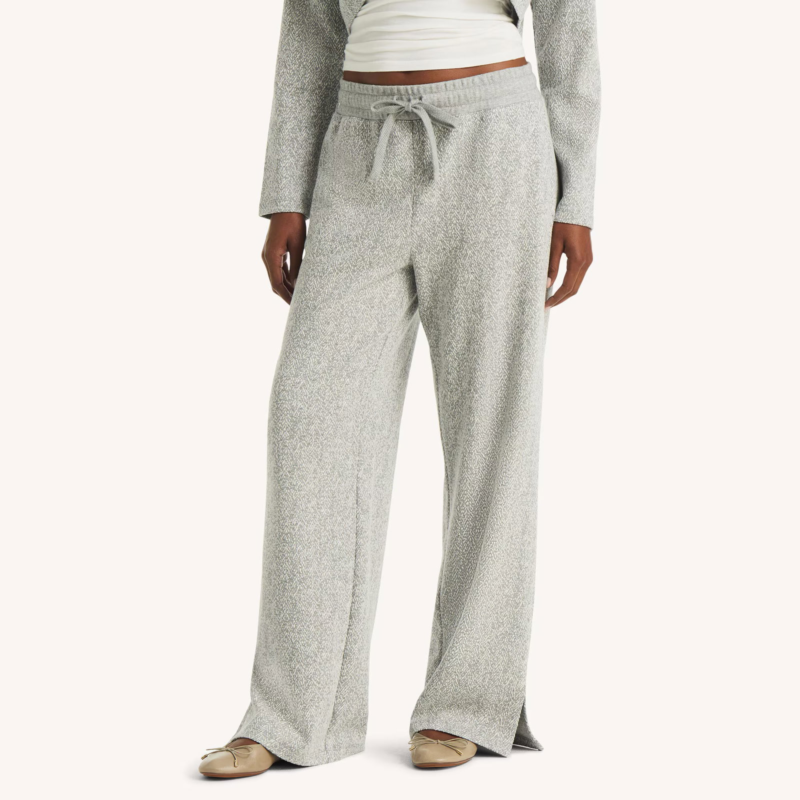 Image of Straight Leg Jacquard Pull-On Pant