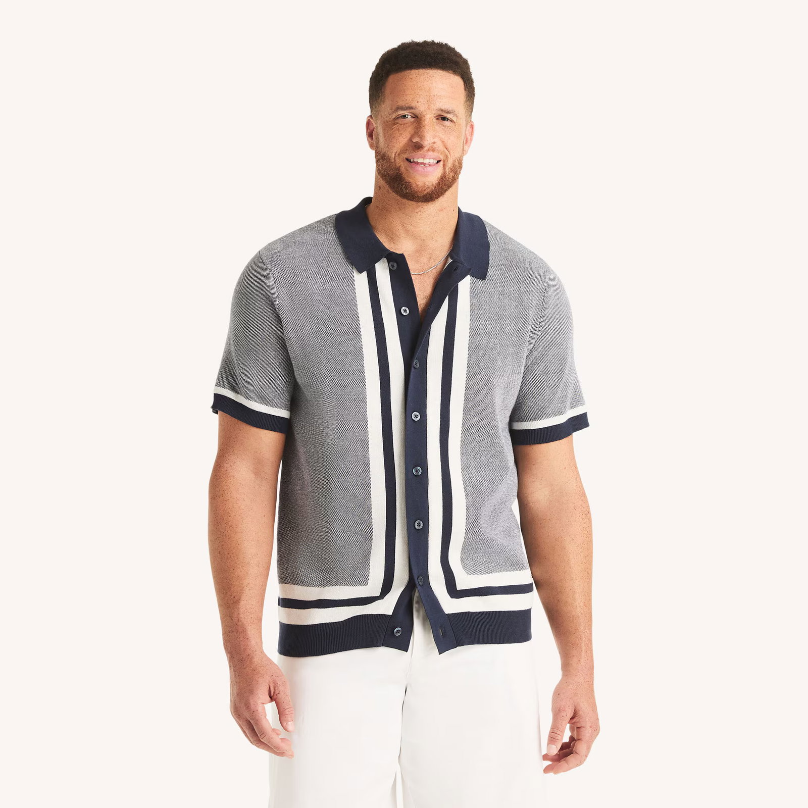 Image of Big & Tall Classic Fit Jacquard Button-Front Polo