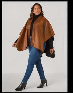 Reversible Faux Suede Ruana