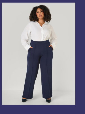 Pintucked Straight Leg Pants