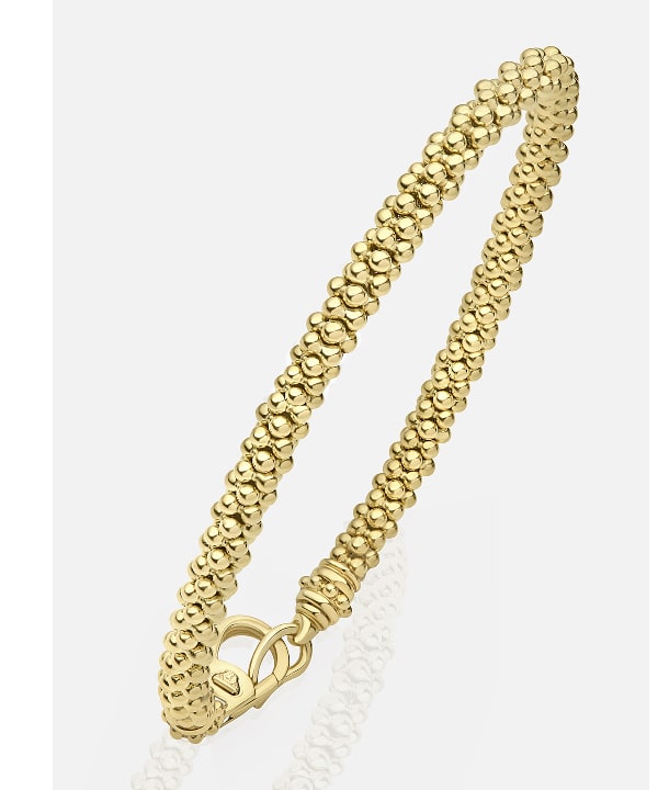 18K Gold Matte Black Ceramic Beaded Bracelet | 9mm