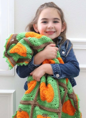 FREE Red Heart Crochet Pumpkin Patch Blanket Pattern