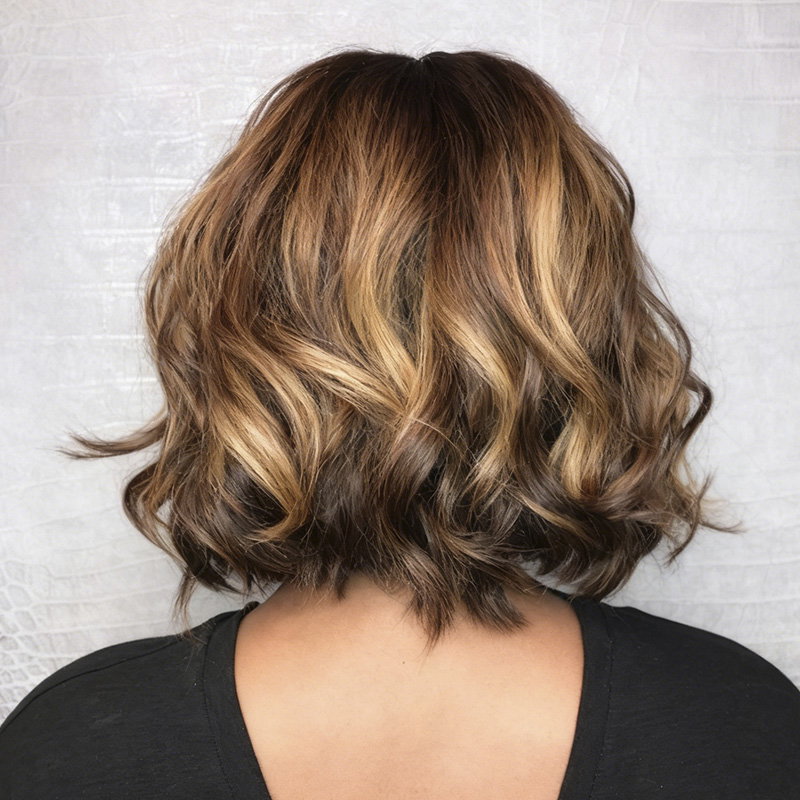 Short Wavy Bob Wigs with Blonde Highlights Closure Lace Glueless Human Hair Wigs