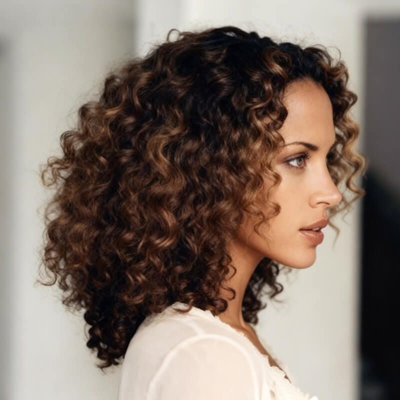 Brown Highlight Curly Wigs Closure Lace Wig Glueless Human Hair Wigs
