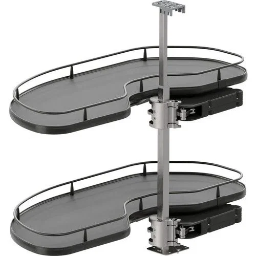 Vauth Sagel 90092000597, Cornerstone Maxx 2 Tray Blind Corner Swing-Out Organizer for Right Hinged Doors, Scalea Style, Min Opening W 12" Face Frame / 14-1/4" Frameless, Inst H 25-9/16" to 33-3/16", Carbon Steel Gray