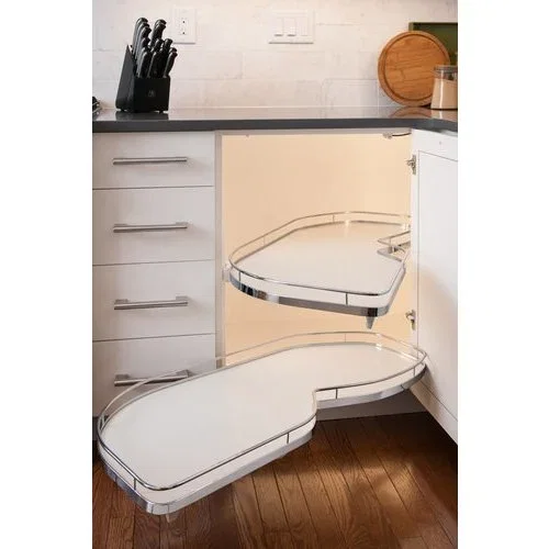 Kessebohmer 541.32.441, Lemans II Series 60 Blind Corner Organizer, Blind Left, Includes Two-21" Trays, Post, and Soft Close, Min. Face Frame Opening 21-1/4" W x 21-1/2" H, Champagne/Maple