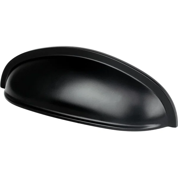 Berenson Traditional 3 Inch Center to Center Matte Black Zinc Cabinet Cup Pull, Ideal for Home and Business Use
