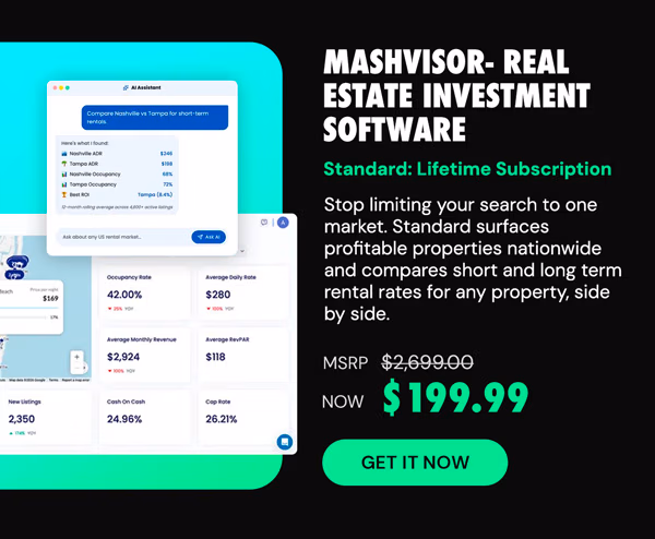 Mashvisor - Real Estate Investment Software - Standard: Lifetime Subscription