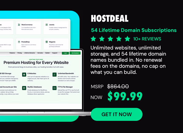 Hostdeal: 54 Lifetime Domain Subscriptions
