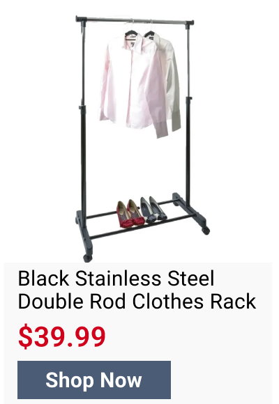 Black Stainless Steel Double Rod Clothes Rack