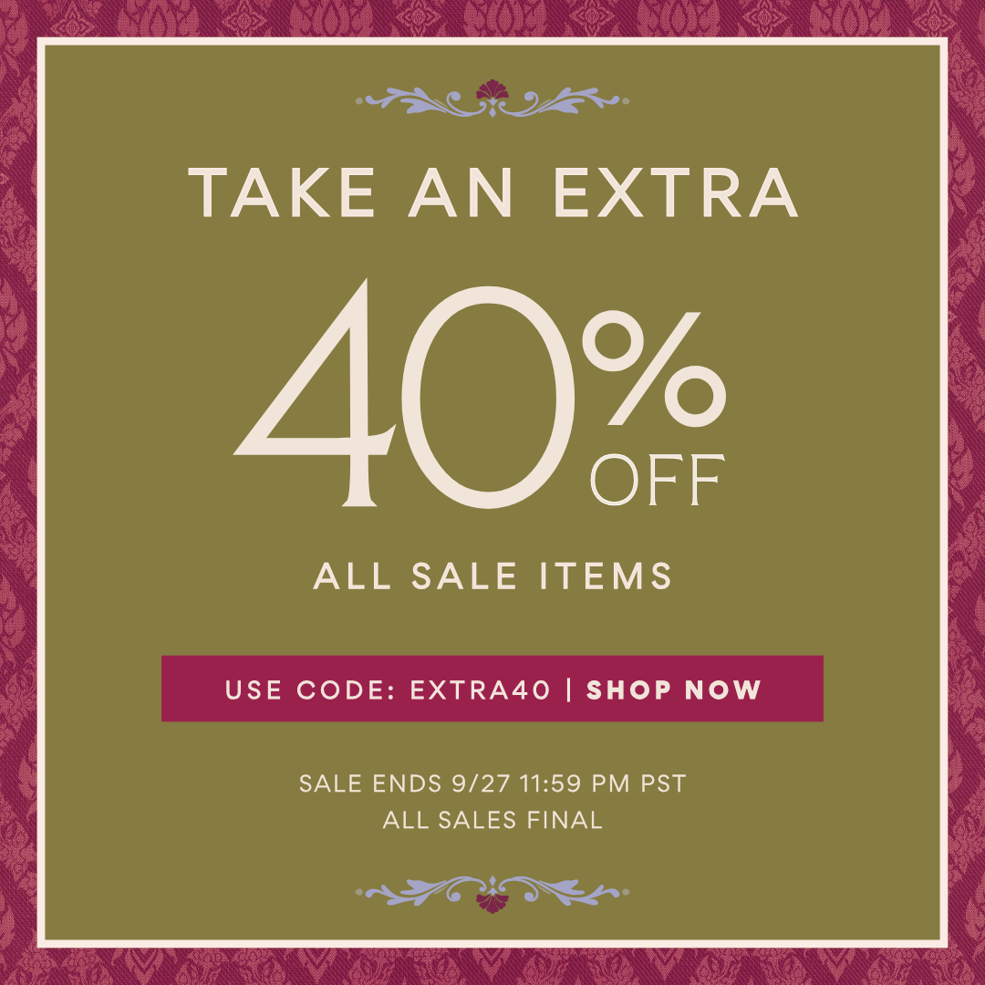 'Extra 40% OFF all sale with code EXTRA40. Sale ends 9/27 11:59 PM PST. All sales final.'