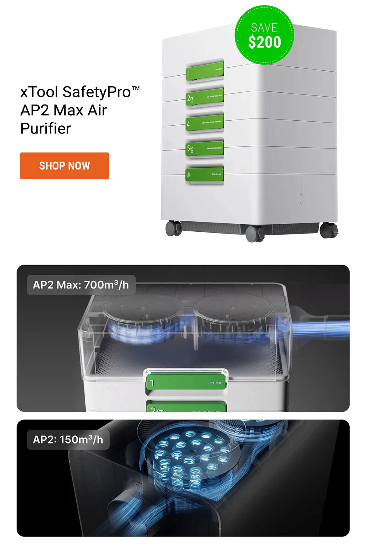 xTool SafetyPro™ AP2 Max Air Purifier