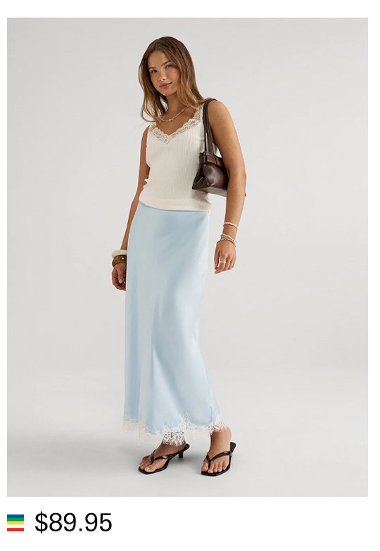 FLORENCE SATIN LACE MIDI SKIRT