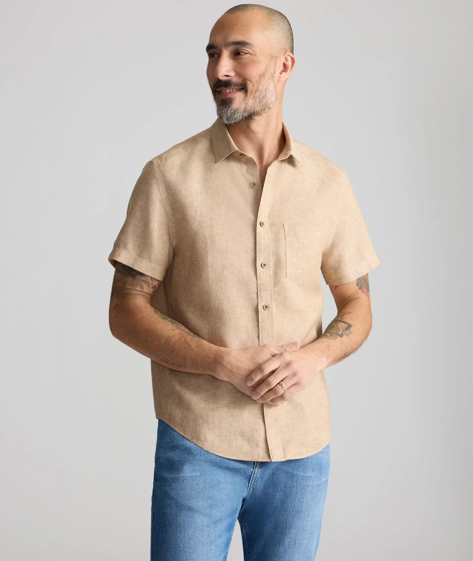 Image of Wrinkle-Resistant Linen Short-Sleeve Cameron Shirt