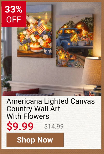 Americana Lighted Canvas Country Wall Art With Flowers